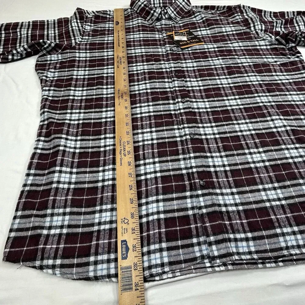 Mountain Ridge Shirt Mens 3XL Big Red Plaid Flannel Long Sleeves Button Up NWT